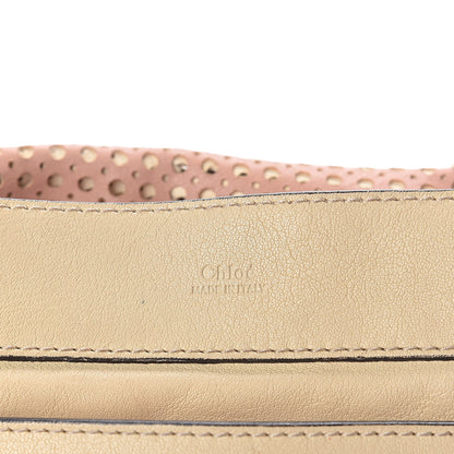 Chloe Calfskin Medium Perforated Marcie Round Crossbody Bag Beige 6 of 10