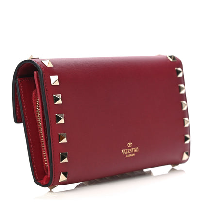 Valentino Garavani Vitello Rockstud Wristlet Travel Wallet Rubino 3 of 14