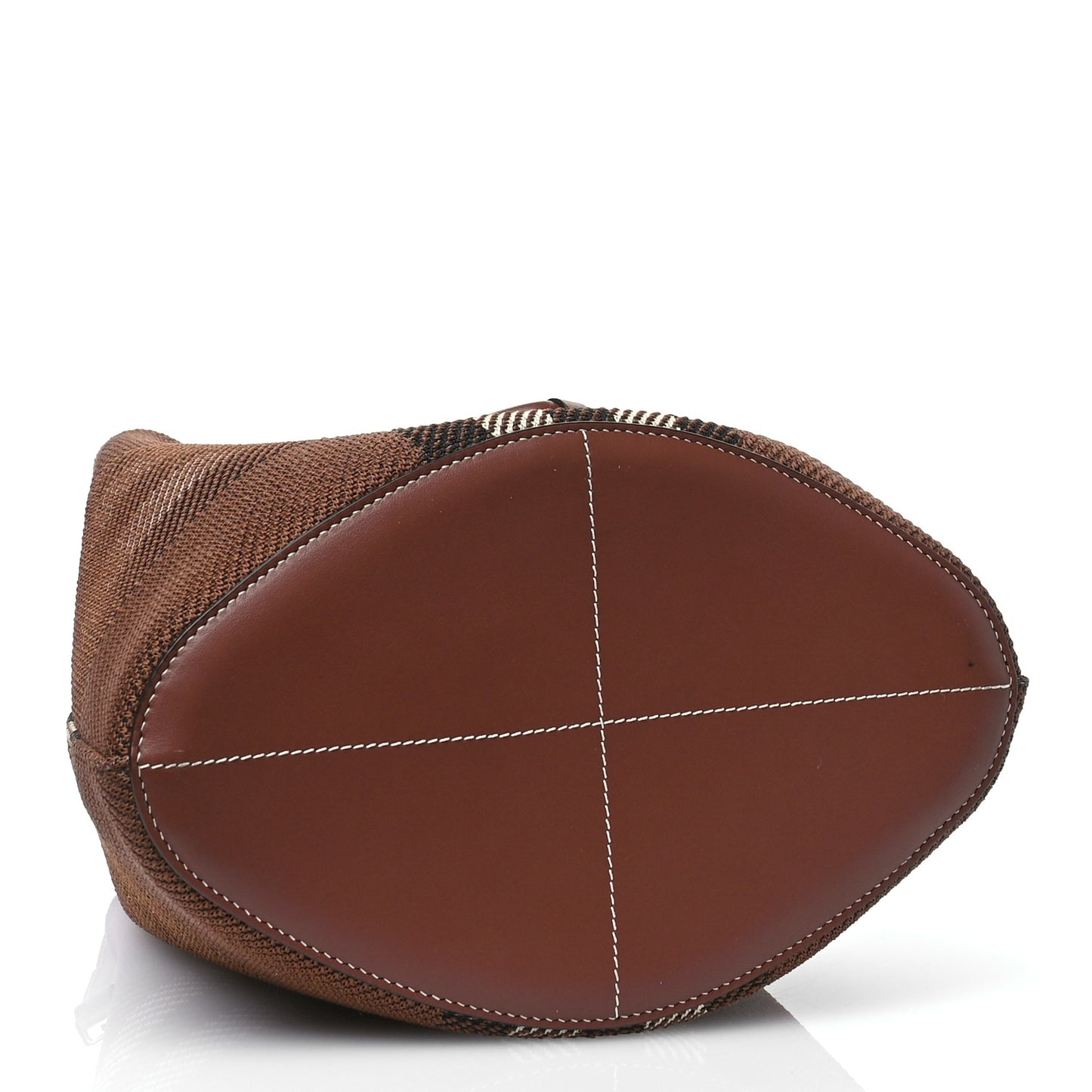 Knitted Check Calfskin TB Small Drawstring Bucket Bag Dark Birch Brown