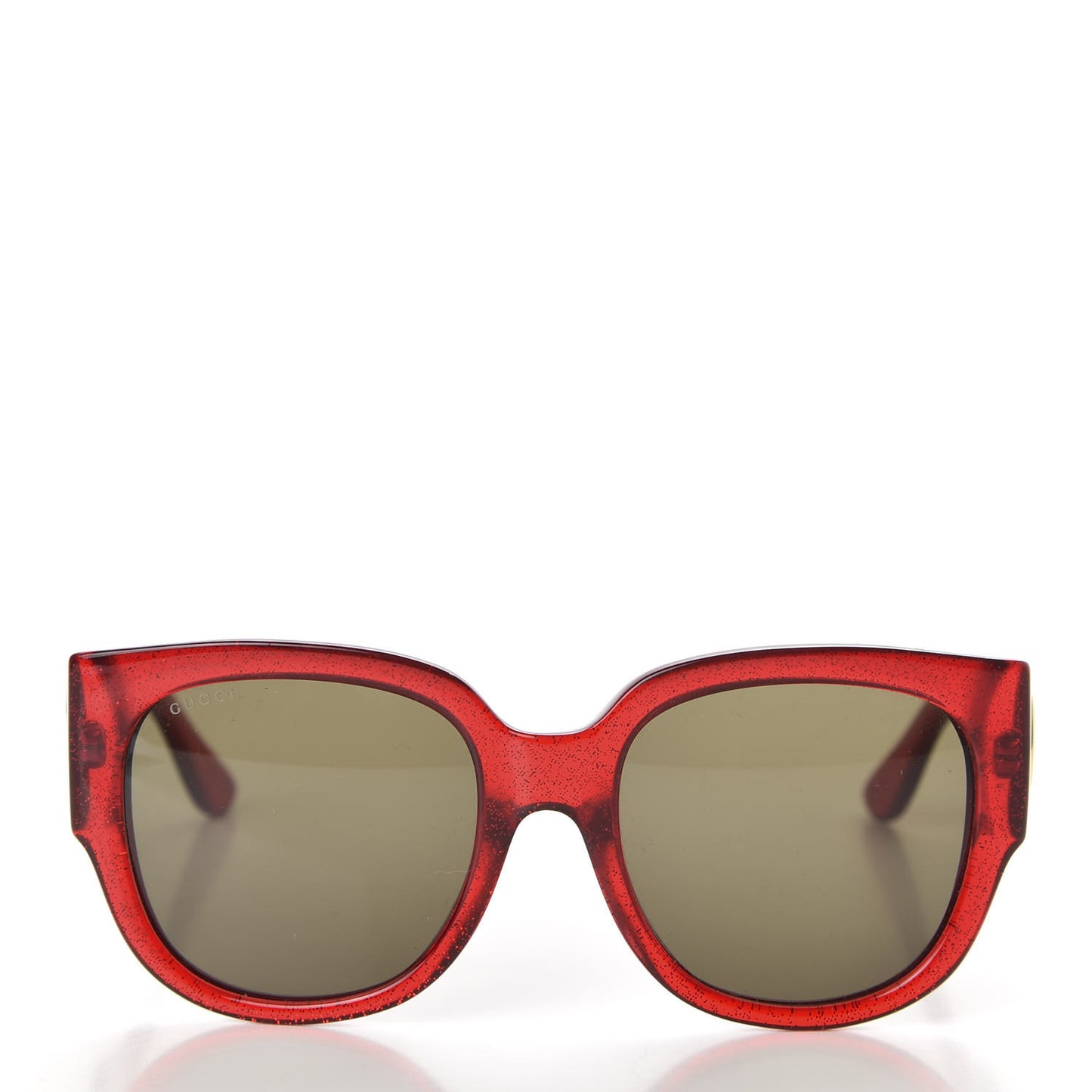 Acetate Glitter Round Frame Sunglasses GG0142SA Red