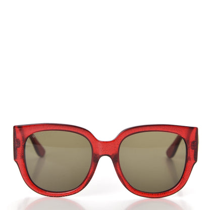 Gucci Acetate Glitter Round Frame Sunglasses GG0142SA Red 2 of 8