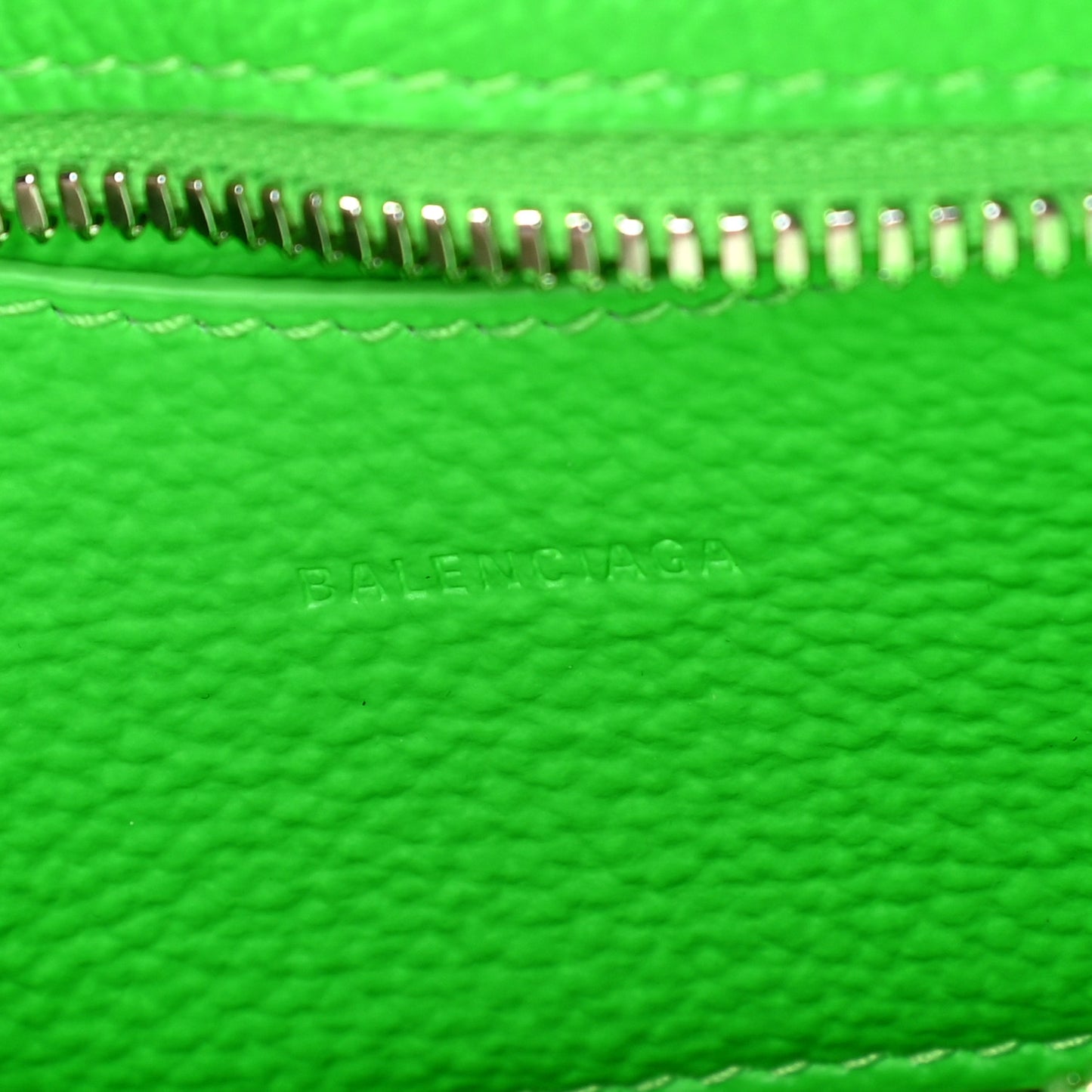 Grained Calfskin Neo Classic Silver Hardware Nano City Crossbody Fluo Green