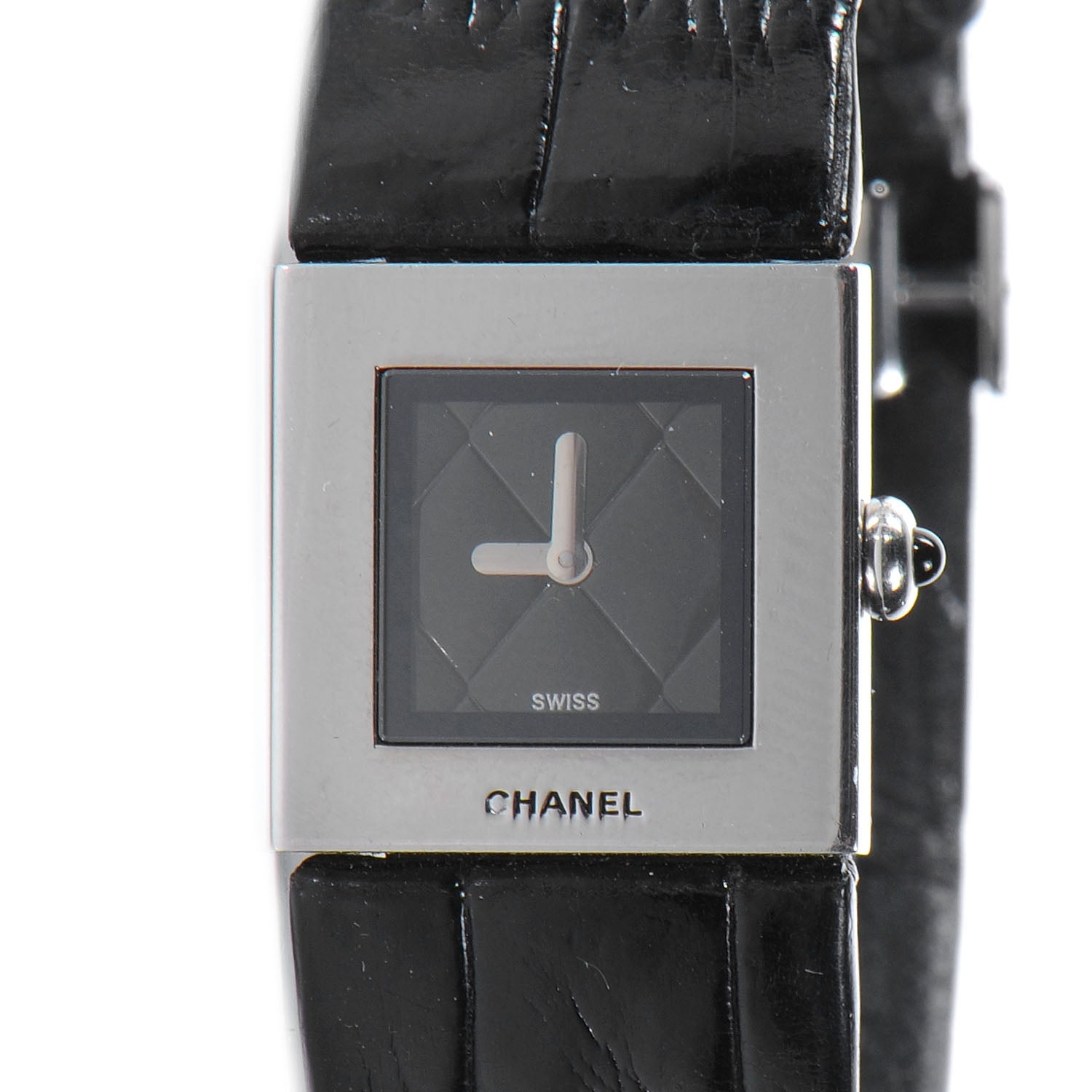 Chanel Stainless Steel Calfskin 19mm Quilted Matelasse Quartz Watch Black 1 of 7