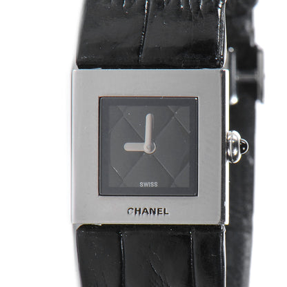 Chanel Stainless Steel Calfskin 19mm Quilted Matelasse Quartz Watch Black 1 of 7