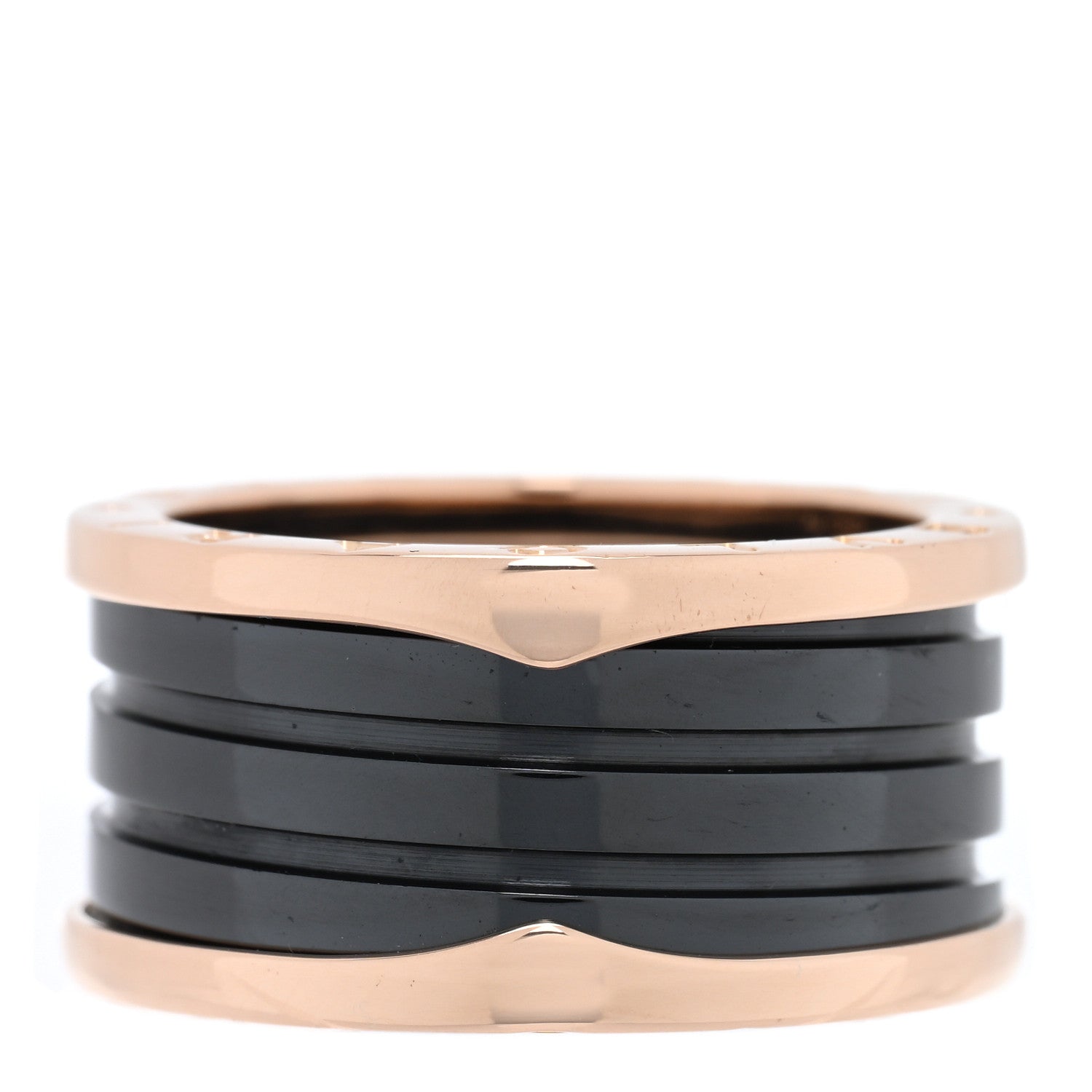 Bulgari 18K Rose Gold Black Ceramic B.Zero1 Four-Band Ring 61 9.5 1 of 4