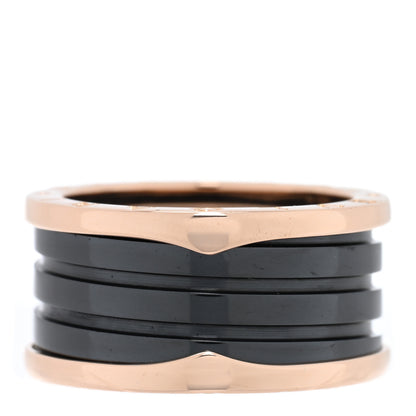 Bulgari 18K Rose Gold Black Ceramic B.Zero1 Four-Band Ring 61 9.5 1 of 4
