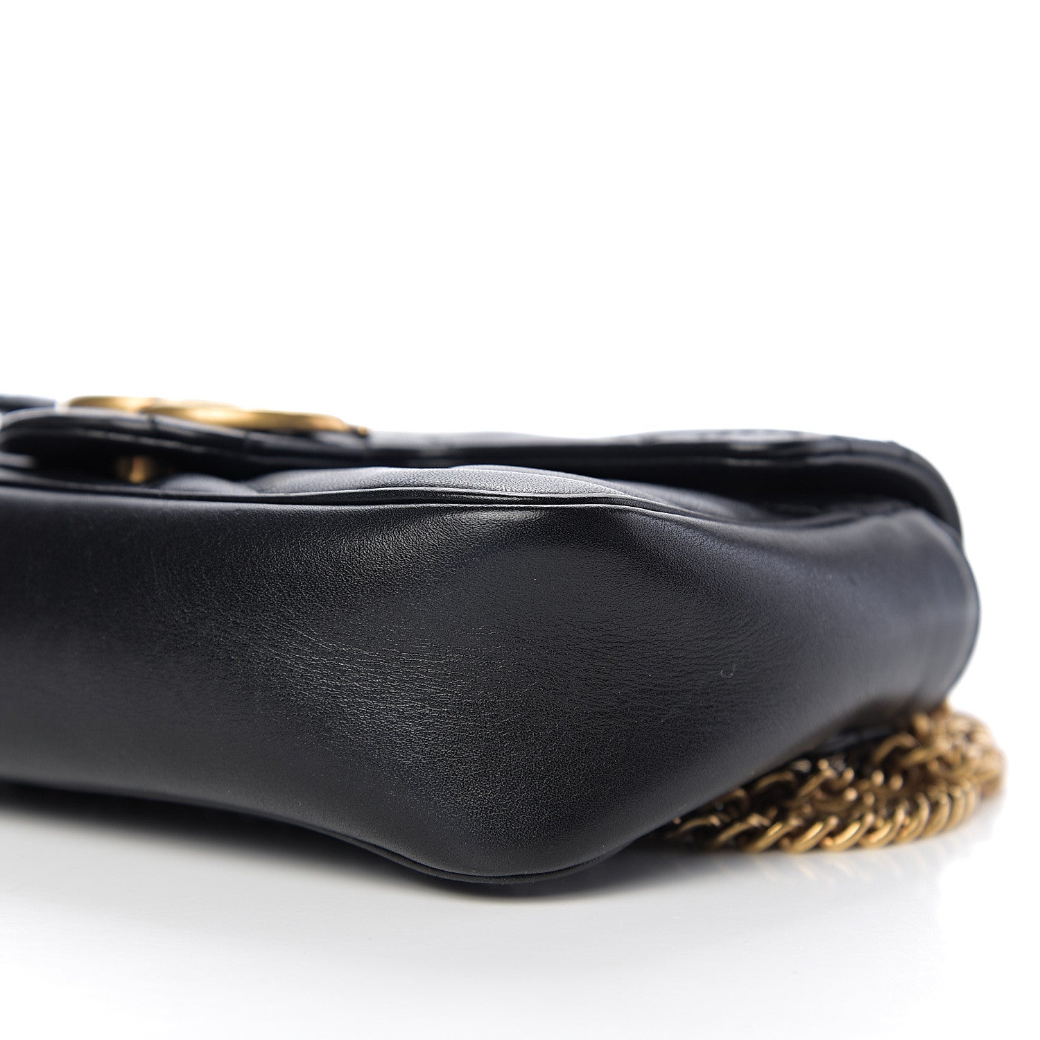 Gucci Calfskin Matelasse Super Mini GG Marmont Shoulder Bag Black 8 of 9