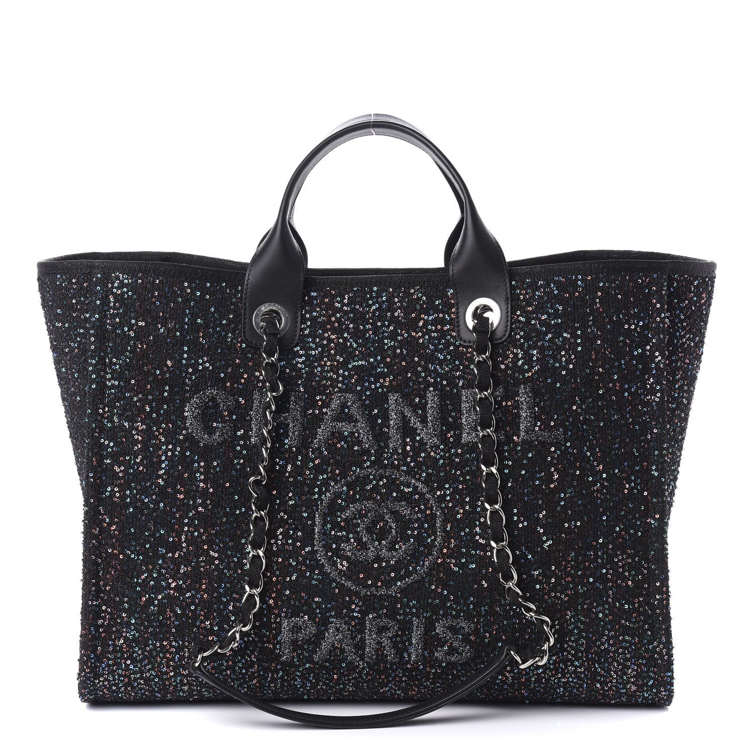 Chanel Calfskin Sequin Medium Deauville Tote Black 1 of 11