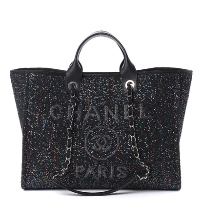 Chanel Calfskin Sequin Medium Deauville Tote Black 1 of 11