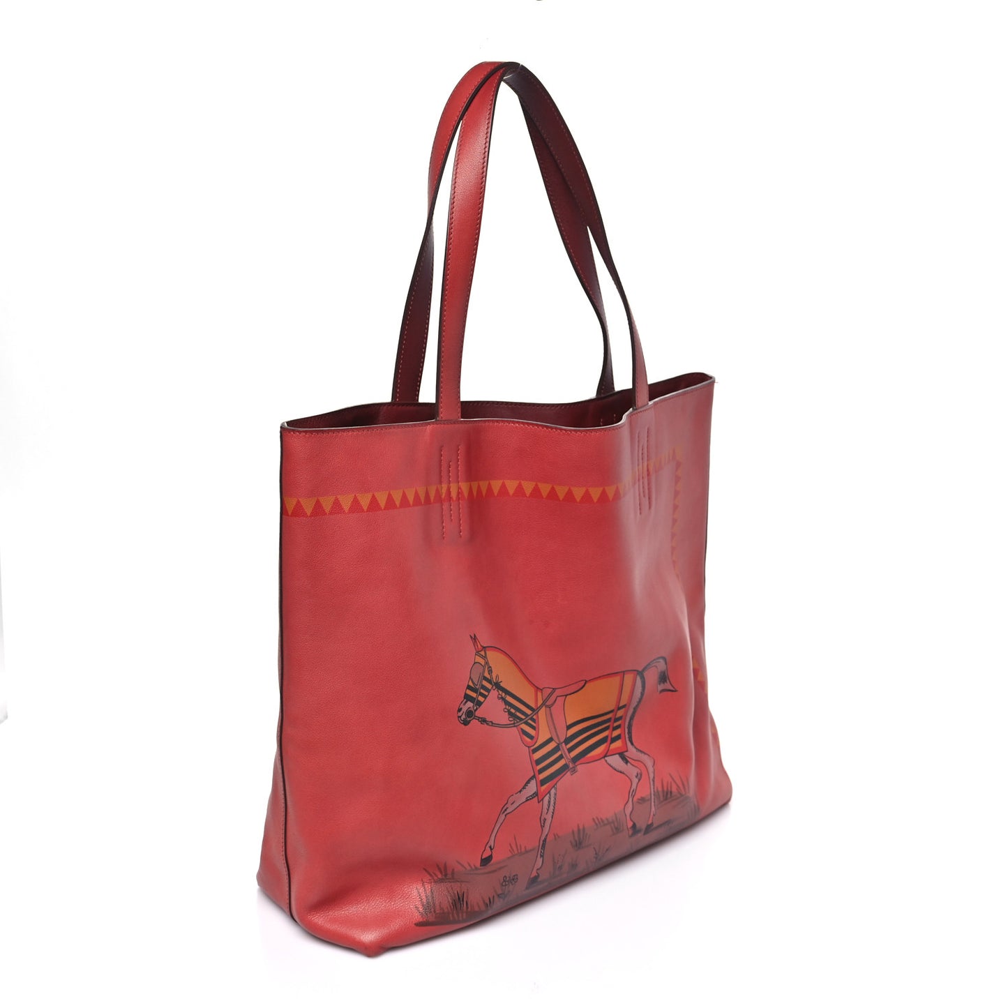 Veau Sikkim Horse Print Double Sens 36 Reversible Tote