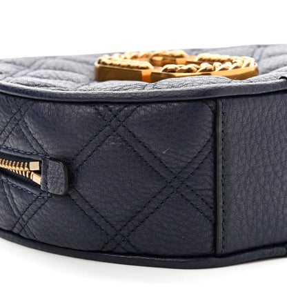 Marc Jacobs Grained Calfskin Quilted The Status Round Crossbody Navy 9 of 10