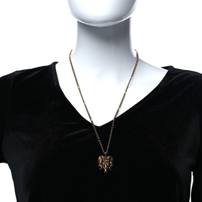 Gucci Metal Crystal Ram Head Necklace Aged Gold 3 of 5