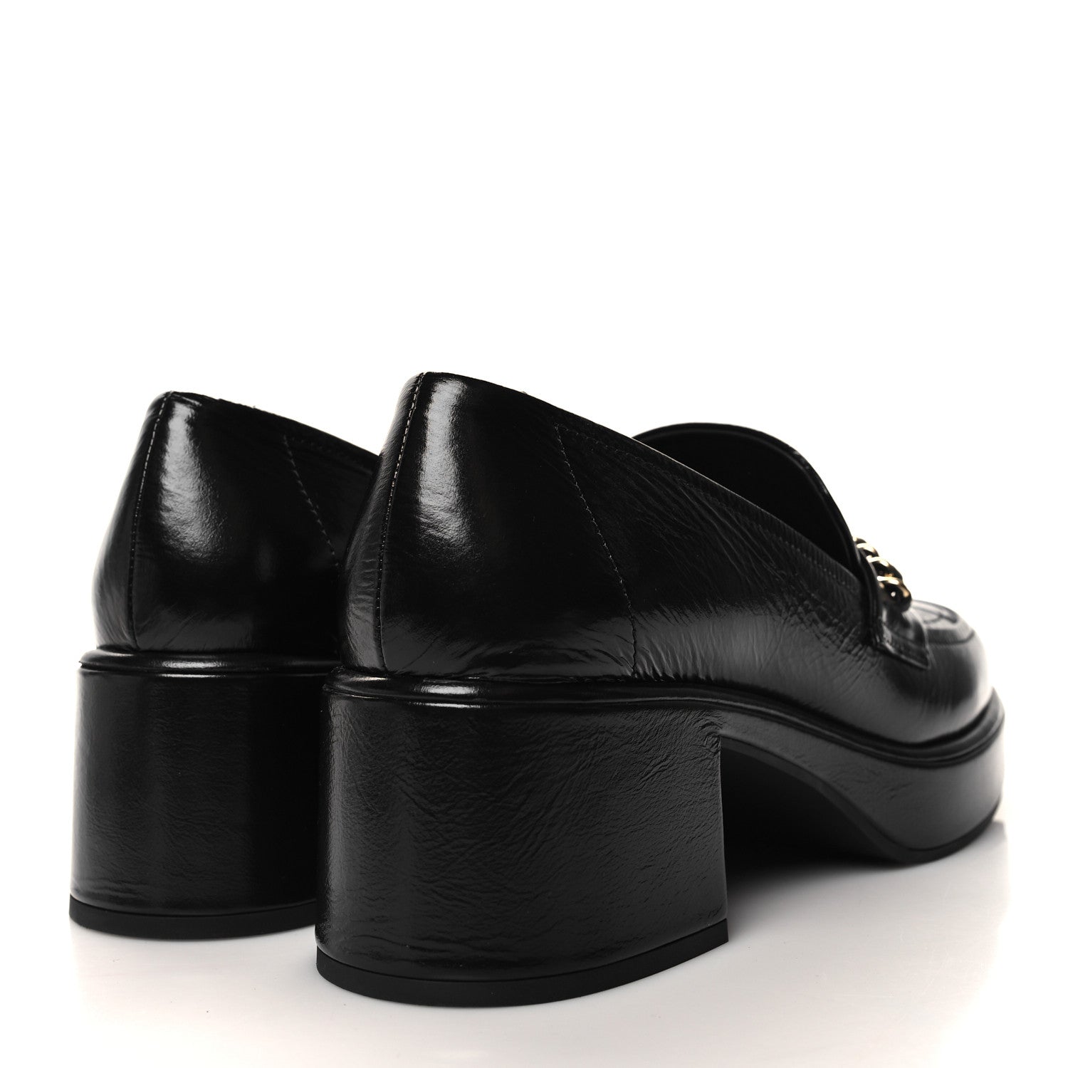 Chanel Shiny Calfskin Logo Loafers 39.5 Black 4 of 9