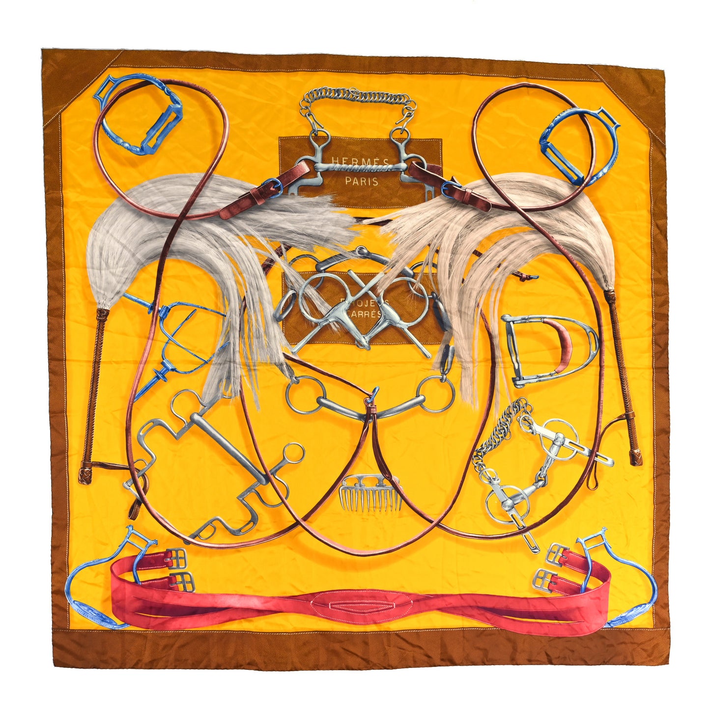 Silk Projets Carres Scarf 90 Jaune D'Or Marron