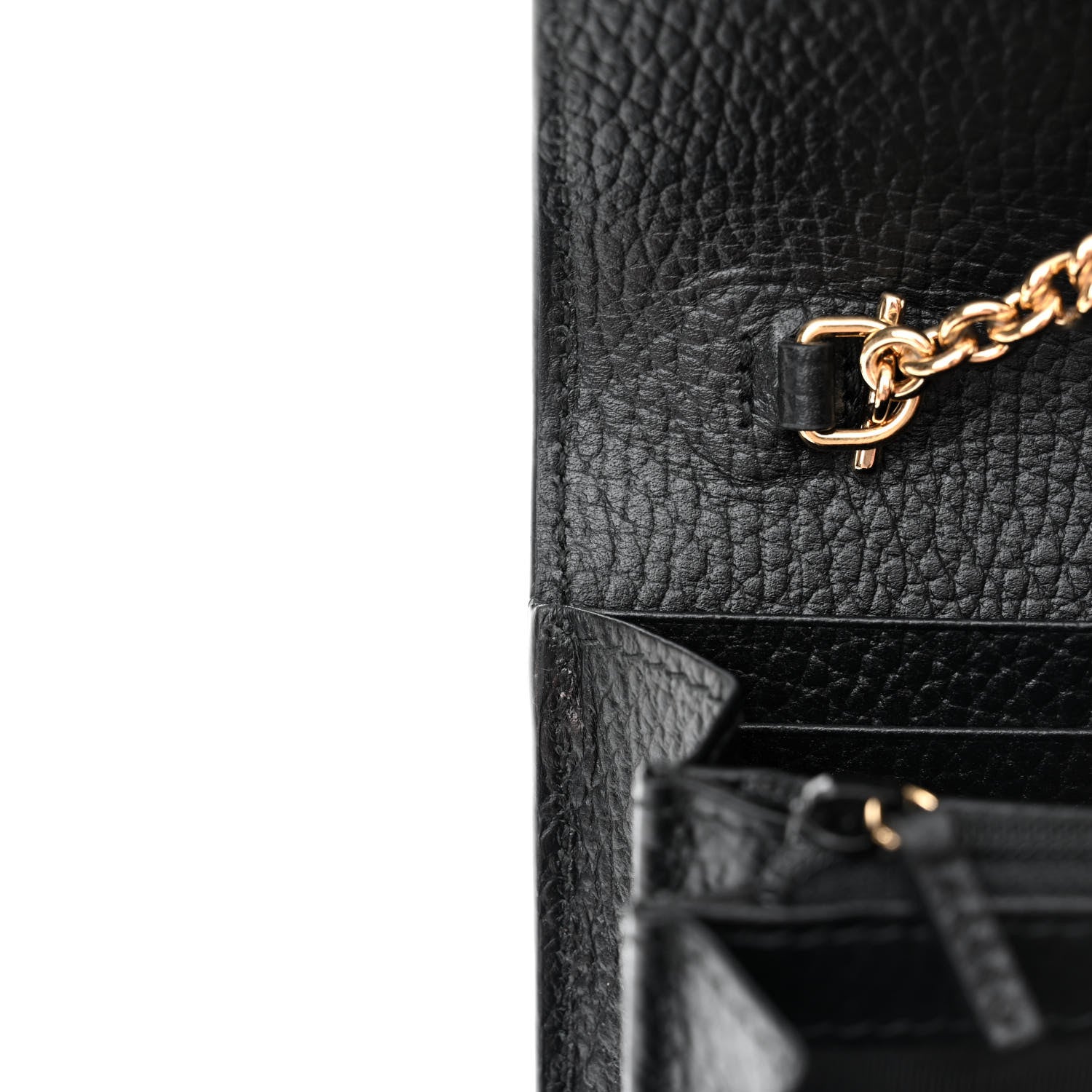 Gucci Dollar Calfskin GG Supreme Monogram Petite GG Marmont Wallet Chain Bag Black Beige Ebony 13 of 13