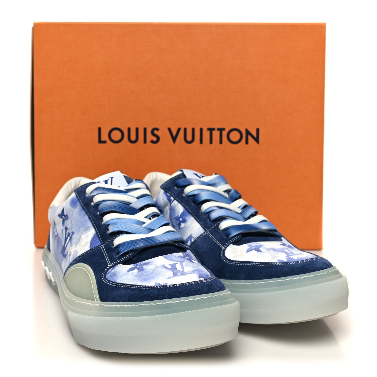 Louis Vuitton Monogram Watercolor Mens LV Ollie Sneakers 9 Blue 8 of 8