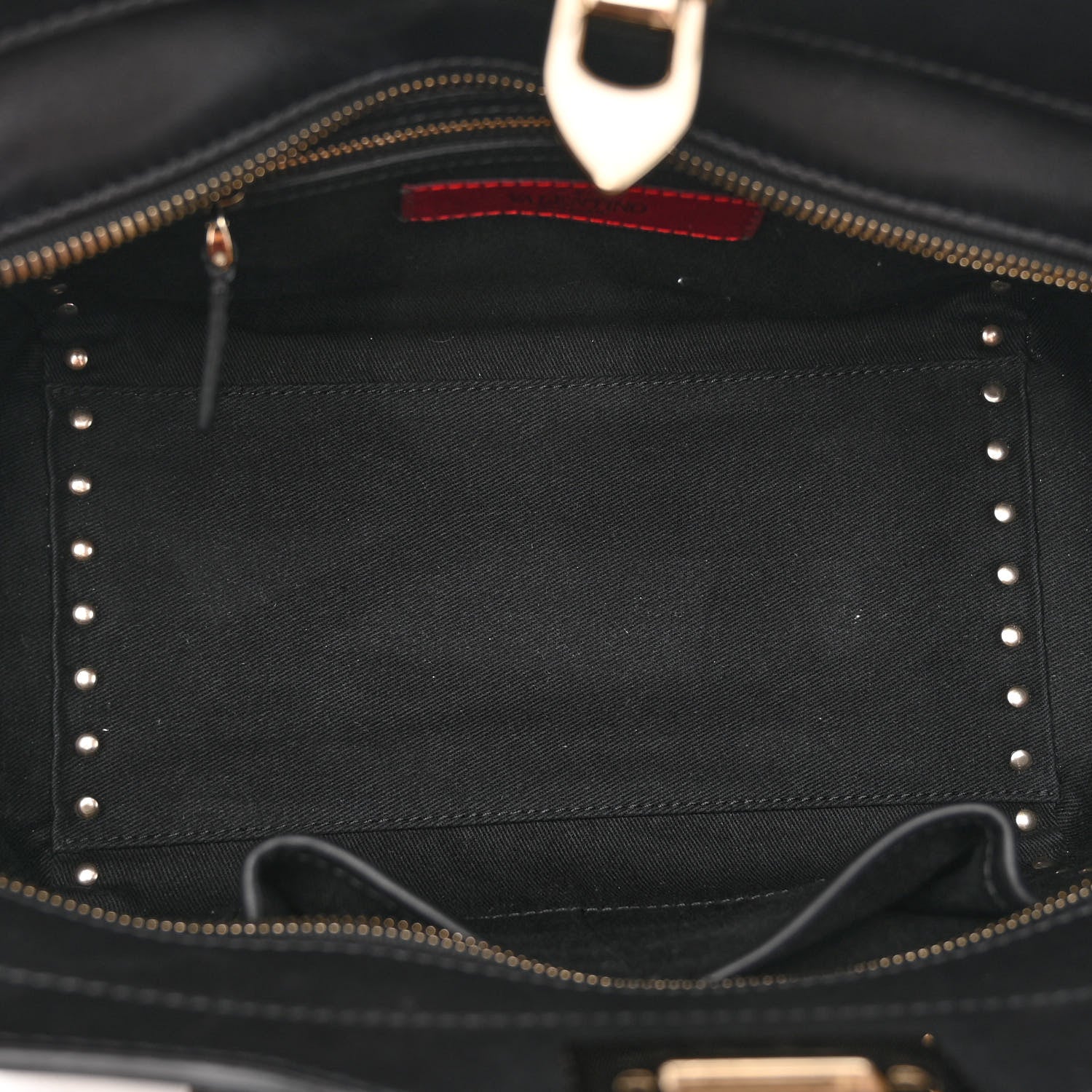 Valentino Garavani Vitello Small Rockstud Double Handle Tote Black 5 of 9