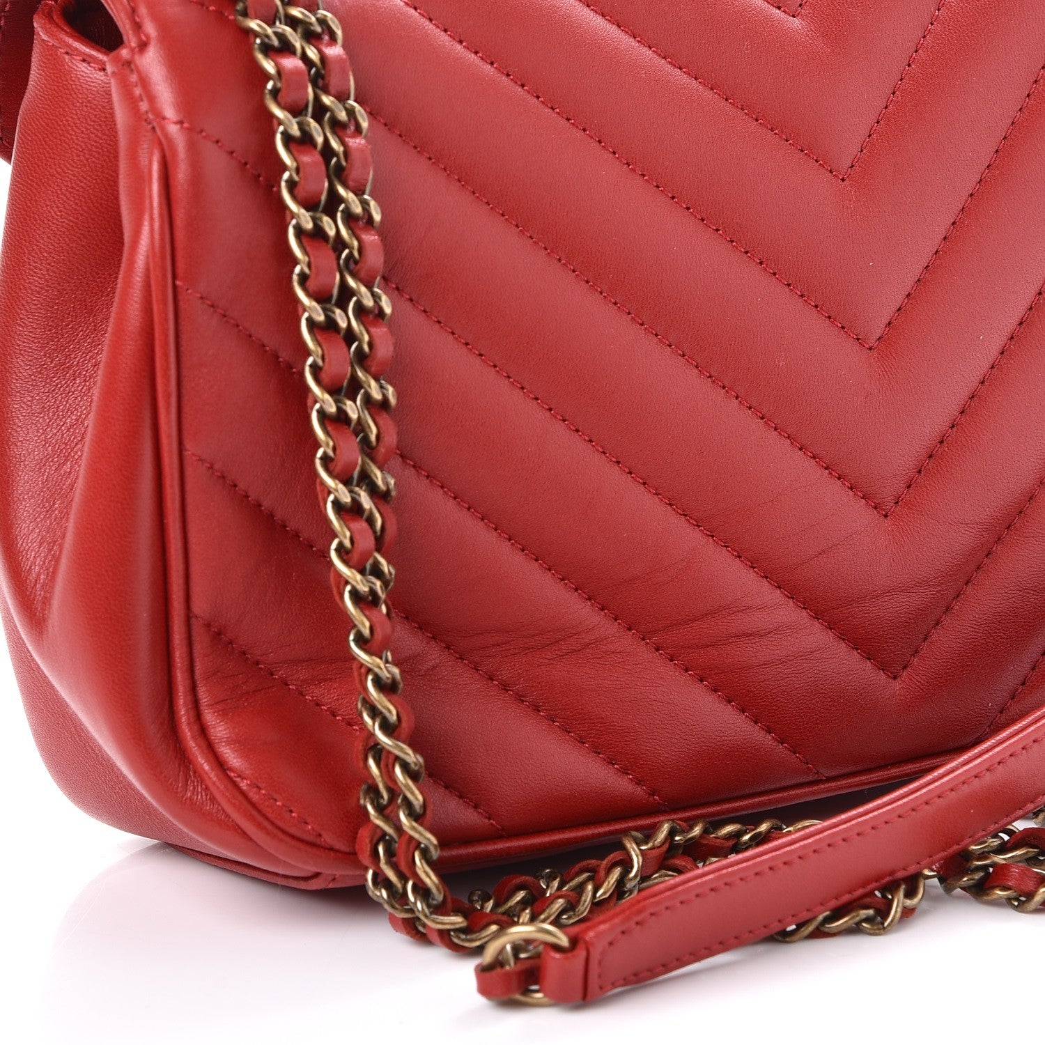 Chanel Lambskin Chevron Quilted Small Pyramid CC Flap Red 8 of 8