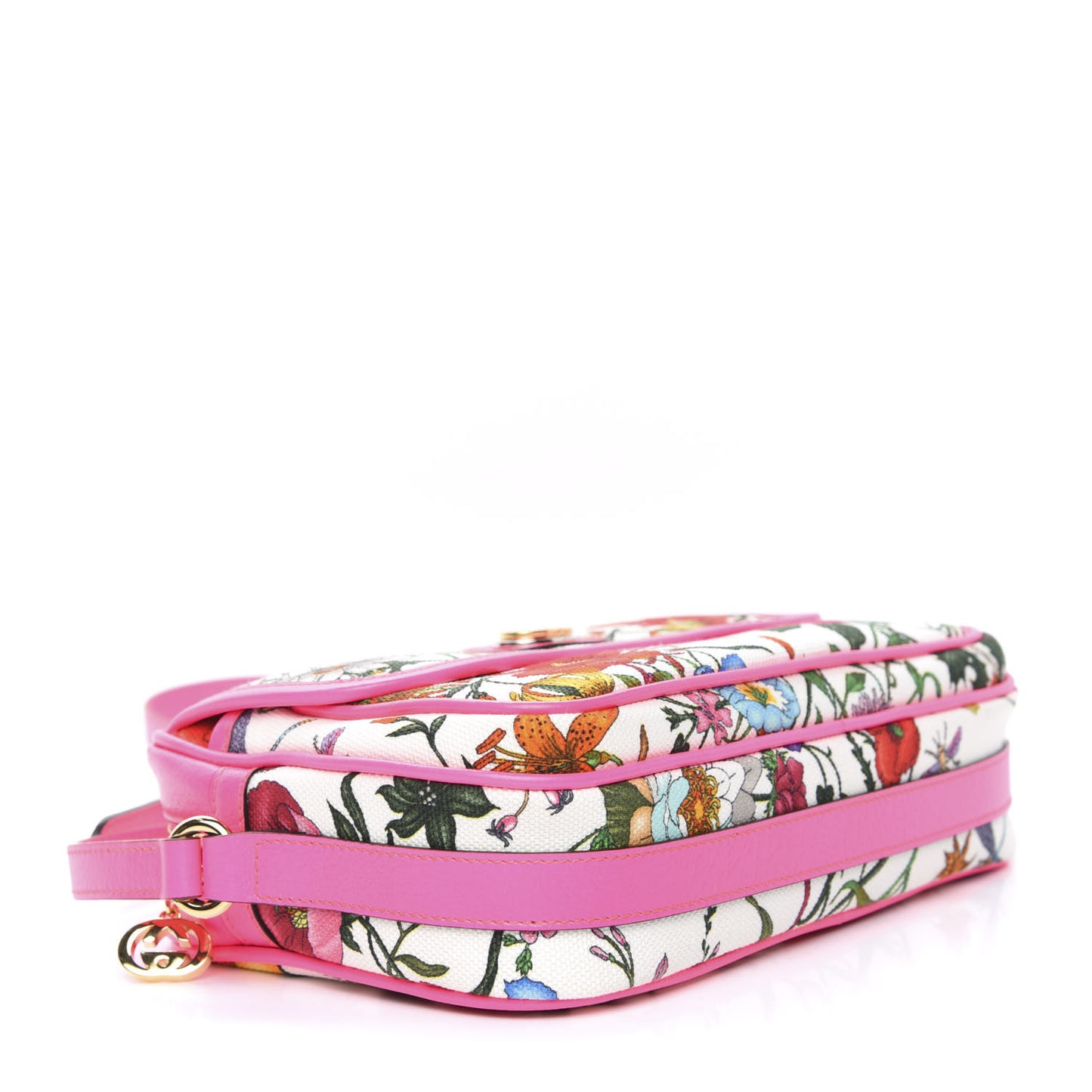 Canvas Flora Floral Shoulder Bag White Fuchsia Fluo