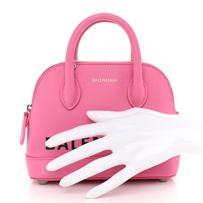 Balenciaga Signature Grained Calfskin Logo XXS Ville Top Handle Bag Rose Bubblegum Black 2 of 10