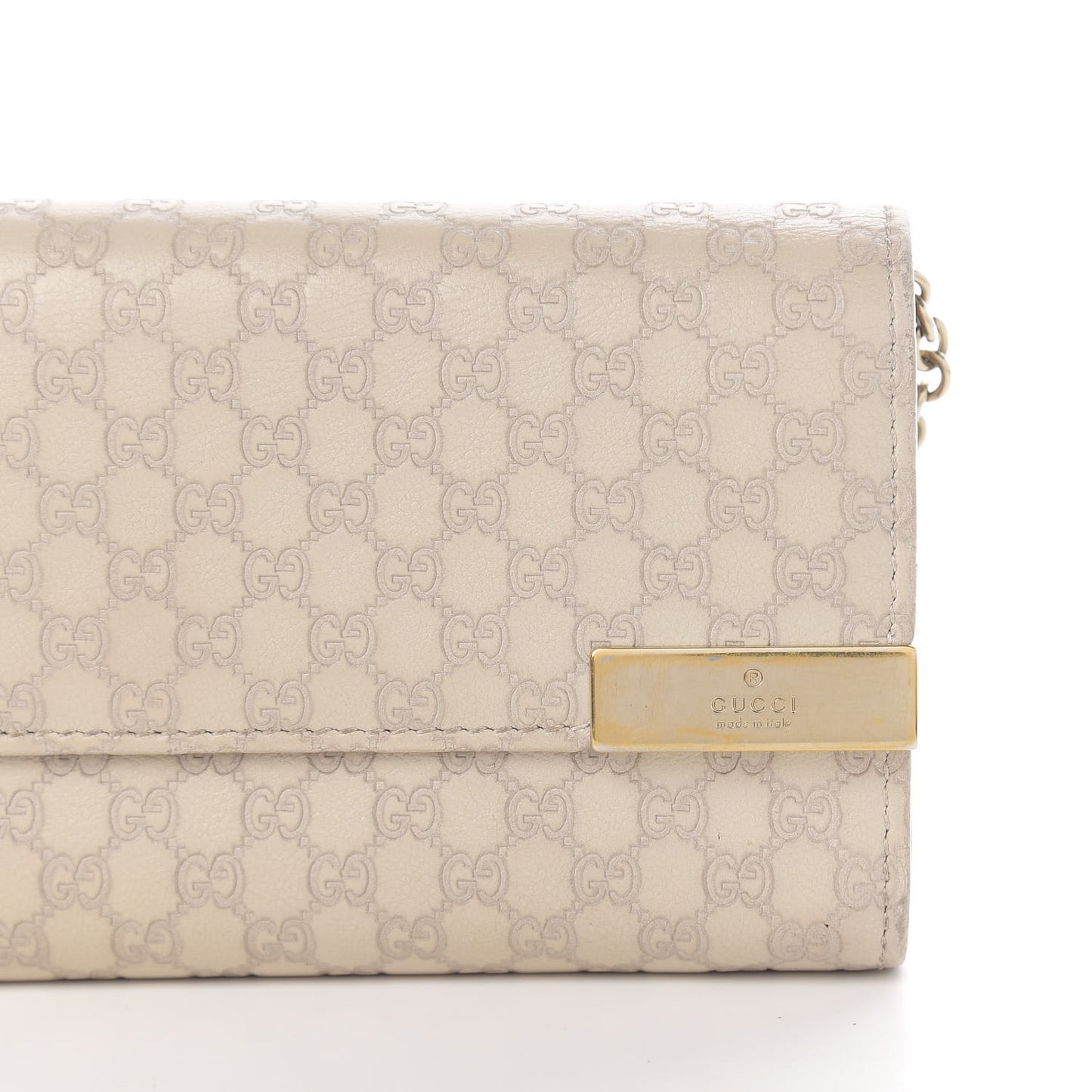 Soft Microguccissima Dice Chain Wallet Beige