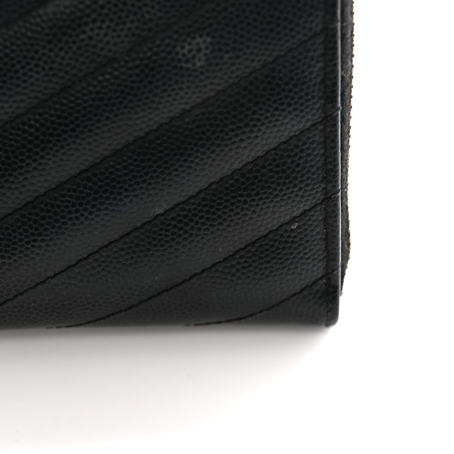 Saint Laurent Grain De Poudre Matelasse Chevron Monogram Zip Around Wallet Black 11 of 13