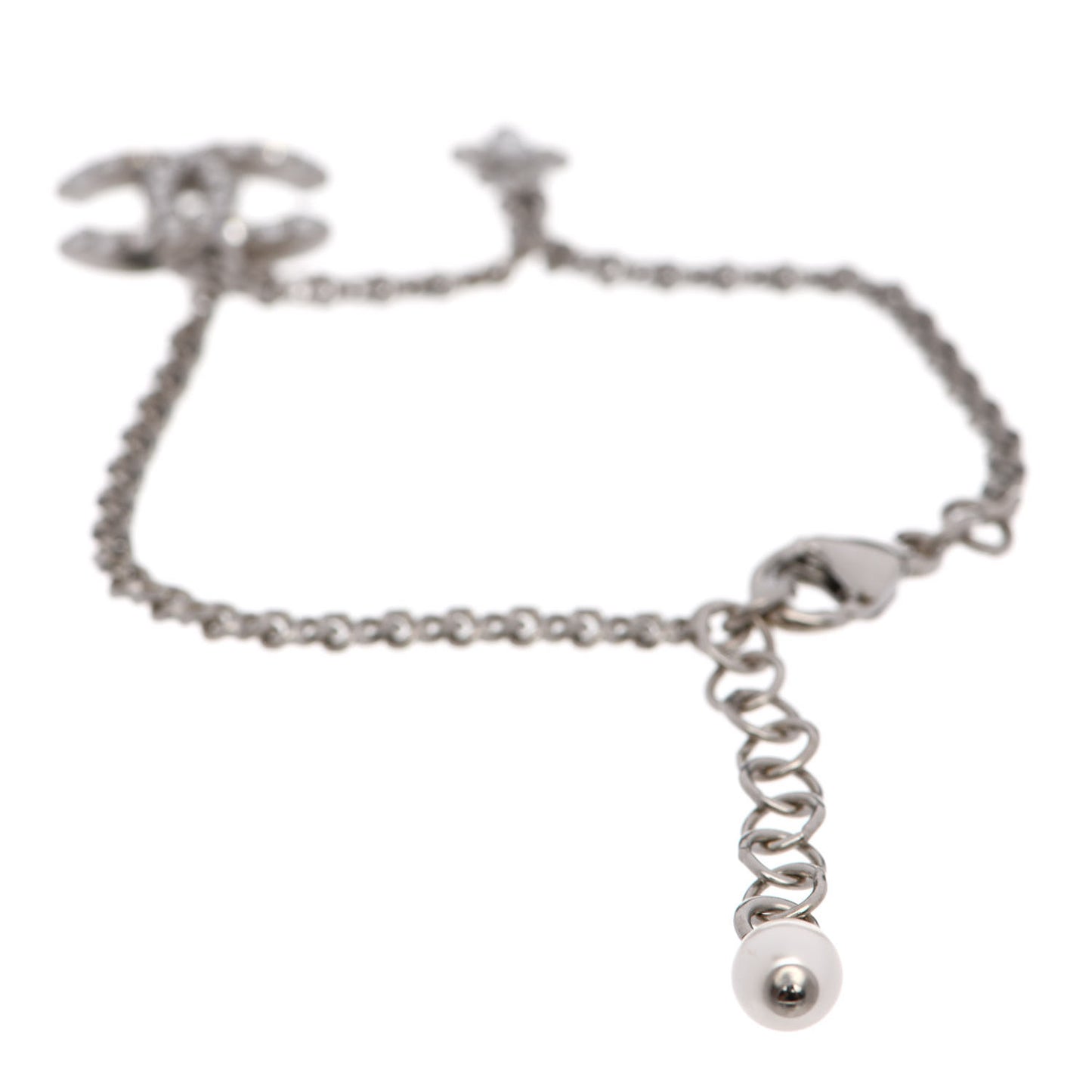 Crystal Pearl Flower CC Bracelet Silver