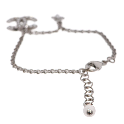 Chanel Crystal Pearl Flower CC Bracelet Silver 3 of 5