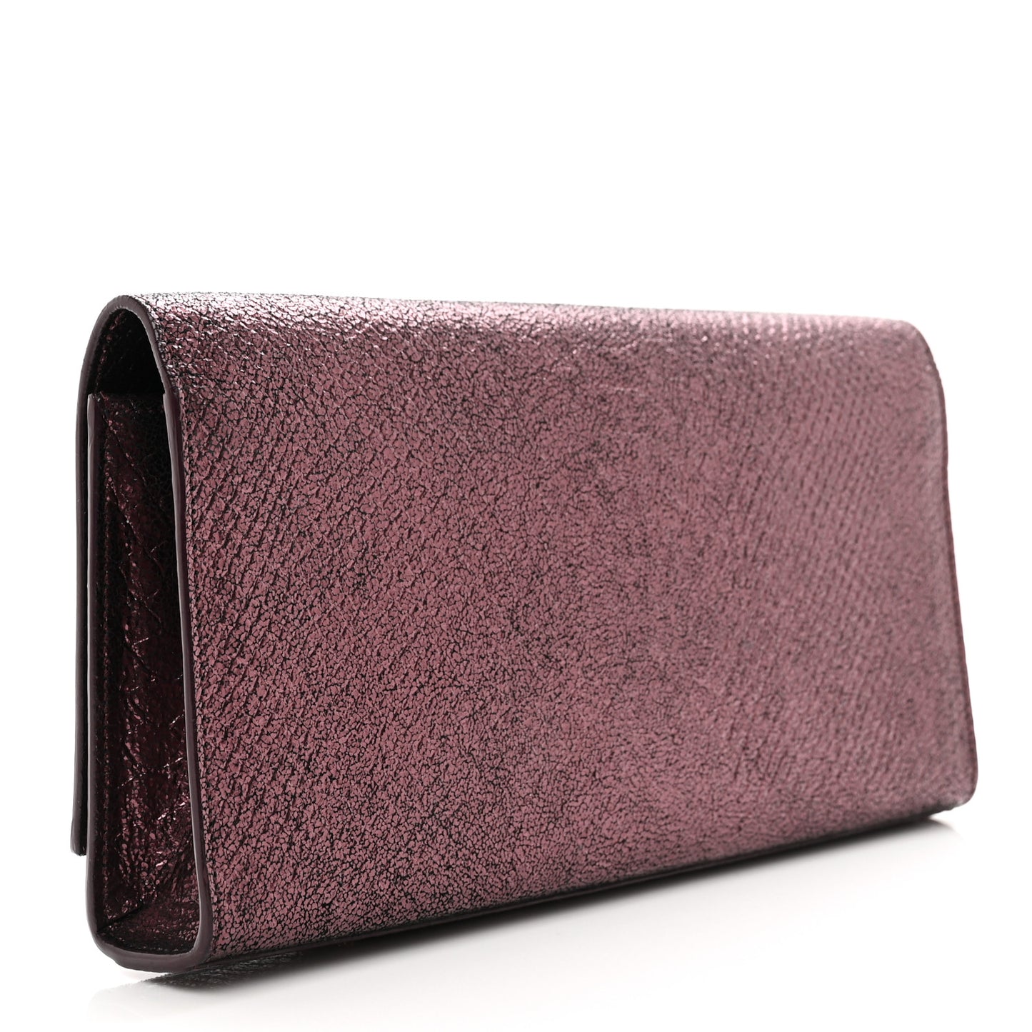 Metallic Calfskin Snakeskin Embossed Classic Monogram Tassel Clutch Purple