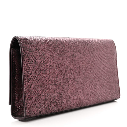 Saint Laurent Metallic Calfskin Snakeskin Embossed Classic Monogram Tassel Clutch Purple 3 of 8