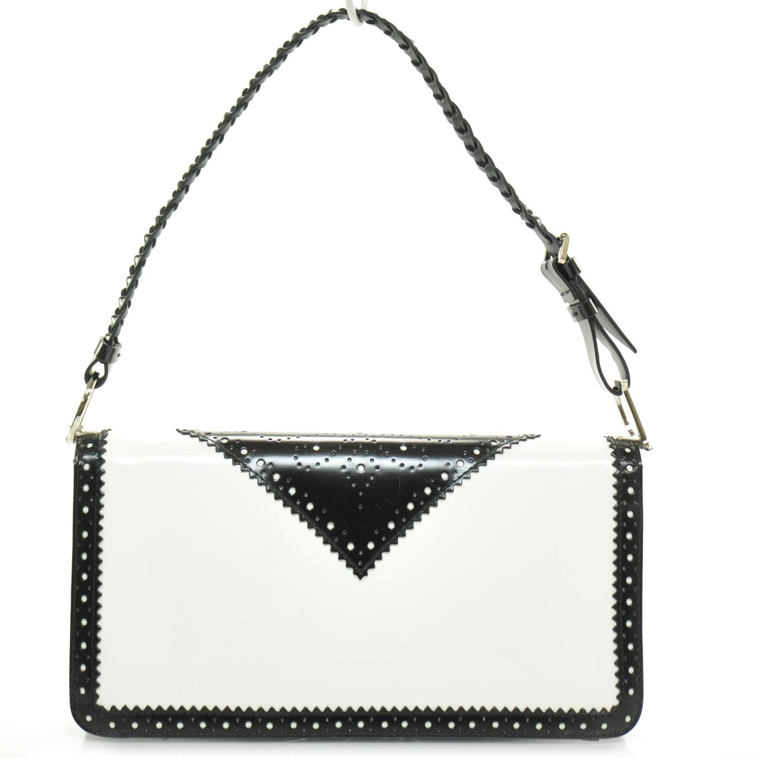 Christian Dior Leather D Trick Shoulder Bag Black and White 4 of 9