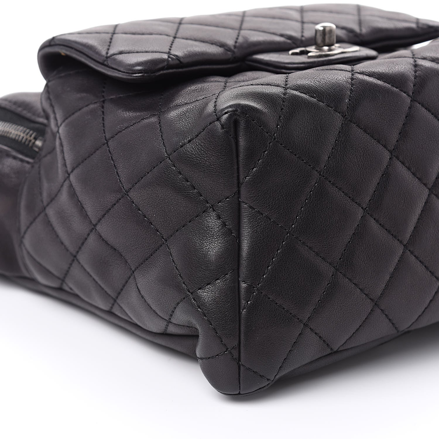 Chanel Lambskin Quilted Drawstring Backpack Black 10 of 14