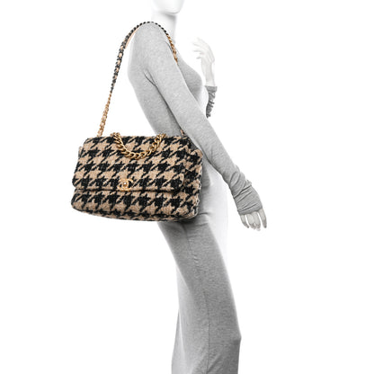 Chanel Tweed Maxi Chanel 19 Flap Beige Black 2 of 10