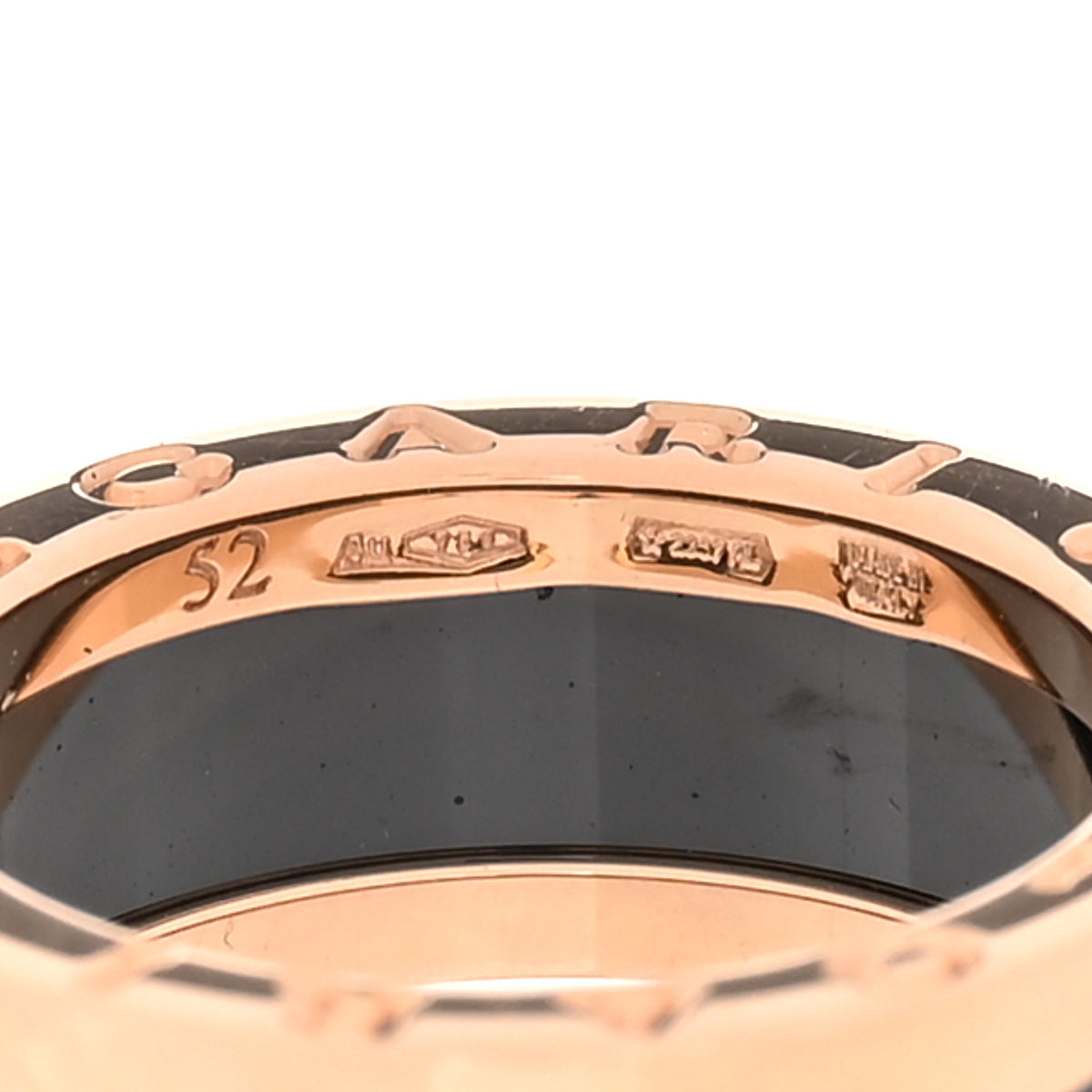 18K Rose Gold Black Ceramic B.Zero1 Two-Band Ring 52 6