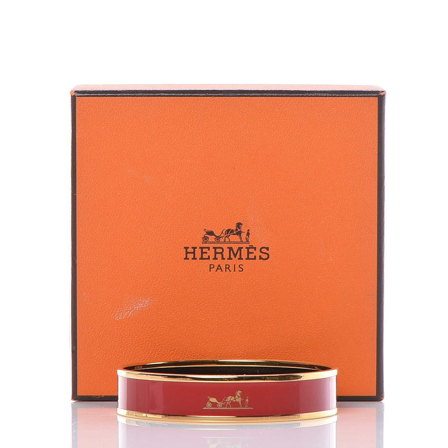 Hermes Enamel Printed Wide Caleche Bracelet 65 Rouge H 6 of 6