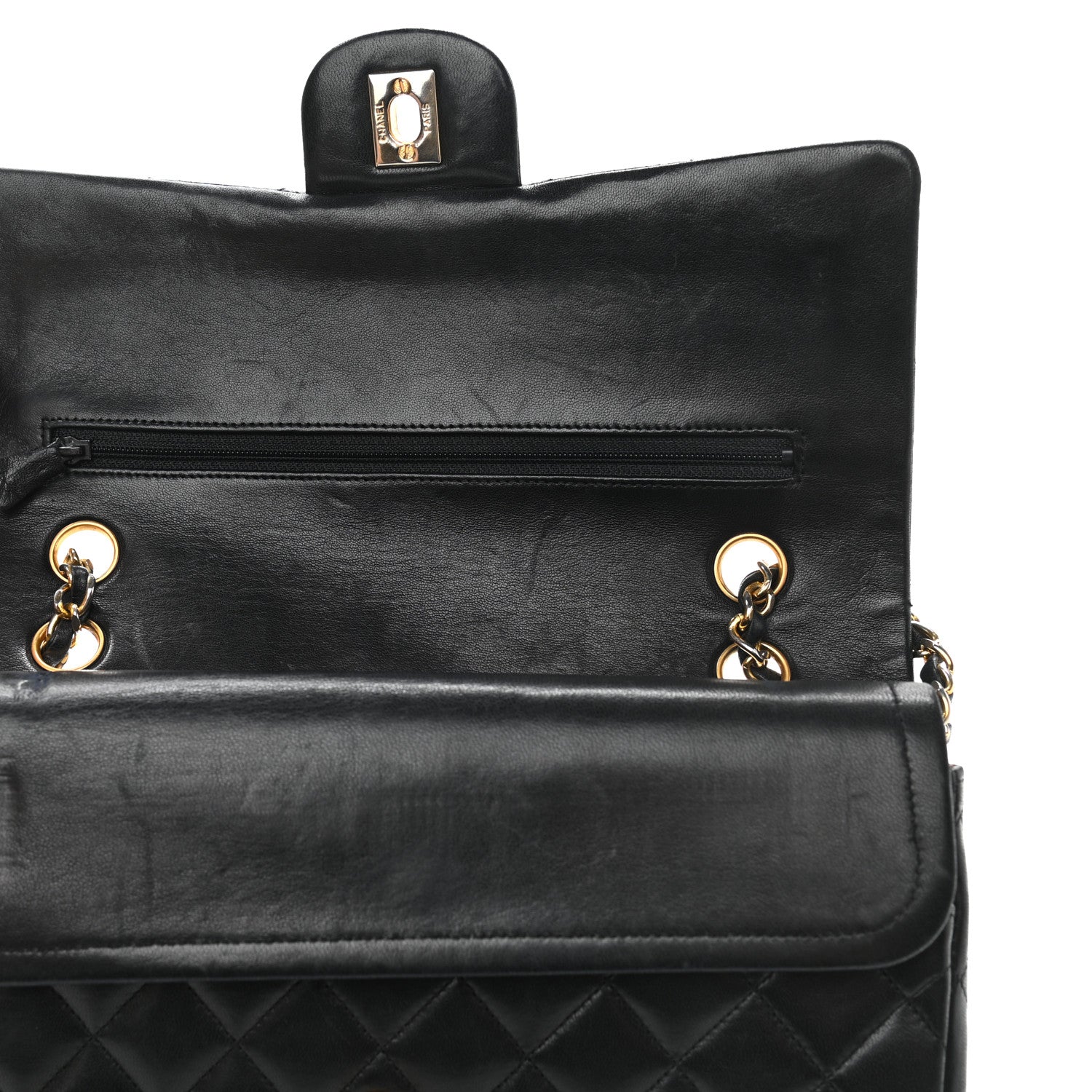 Chanel Lambskin Quilted Medium Double Flap Black 11 of 18