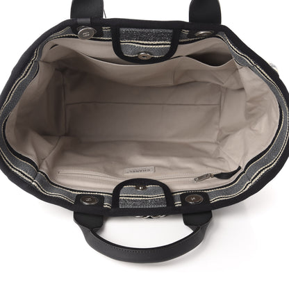 Chanel Striped Canvas Medium Deauville Tote Black 5 of 10