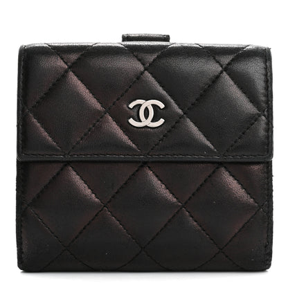 Chanel Lambskin Quilted Compact French Flap Wallet Black 1 of 16