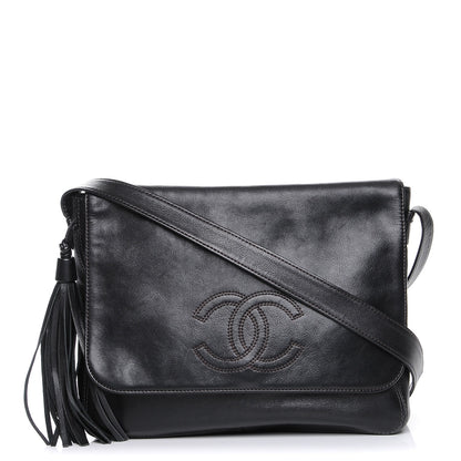 Chanel Lambskin CC Tassel Shoulder Flap Bag Black 1 of 7