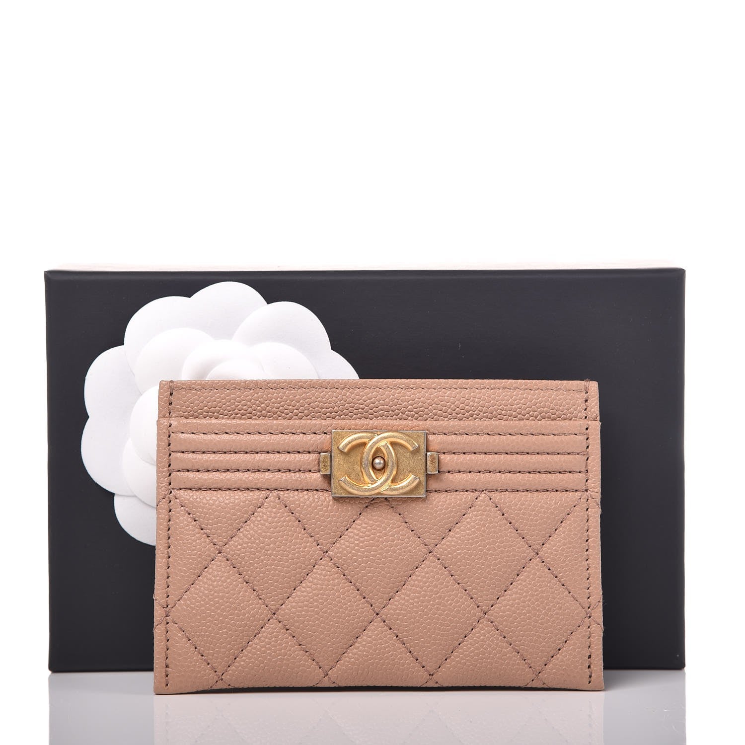 Chanel Caviar Quilted Boy Card Holder Beige 9 of 9