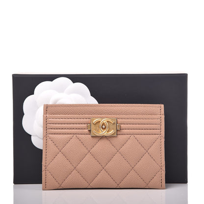 Chanel Caviar Quilted Boy Card Holder Beige 9 of 9