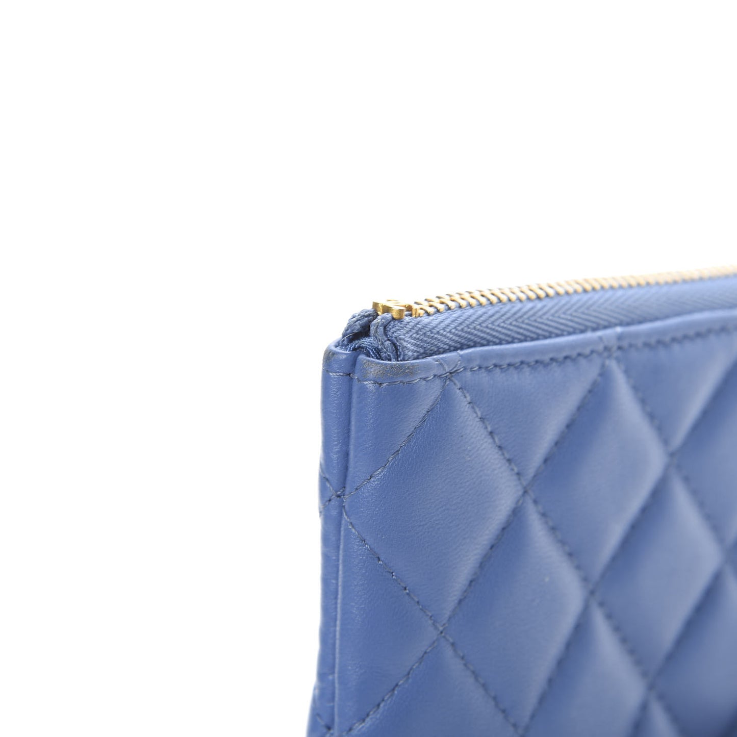 Lambskin Quilted Small Cosmetic Case Blue