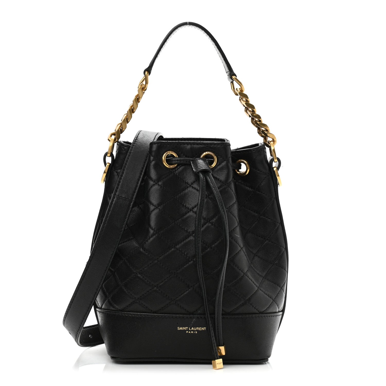 Saint Laurent Lambskin Quilted Small Emmanuelle Bucket Bag Black 1 of 10