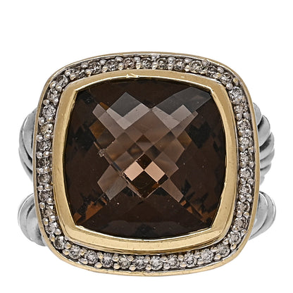 David Yurman Sterling Silver 18K Yellow Gold Diamond Smoky Quartz 14mm Albion Ring 51 5.75 1 of 5