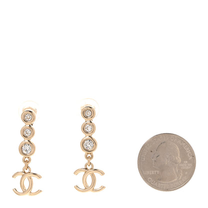 Chanel Crystal CC Drop Clip On Earrings Gold 2 of 5