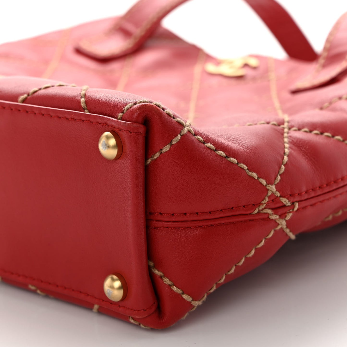 Calfskin Wild Stitch Tote Red
