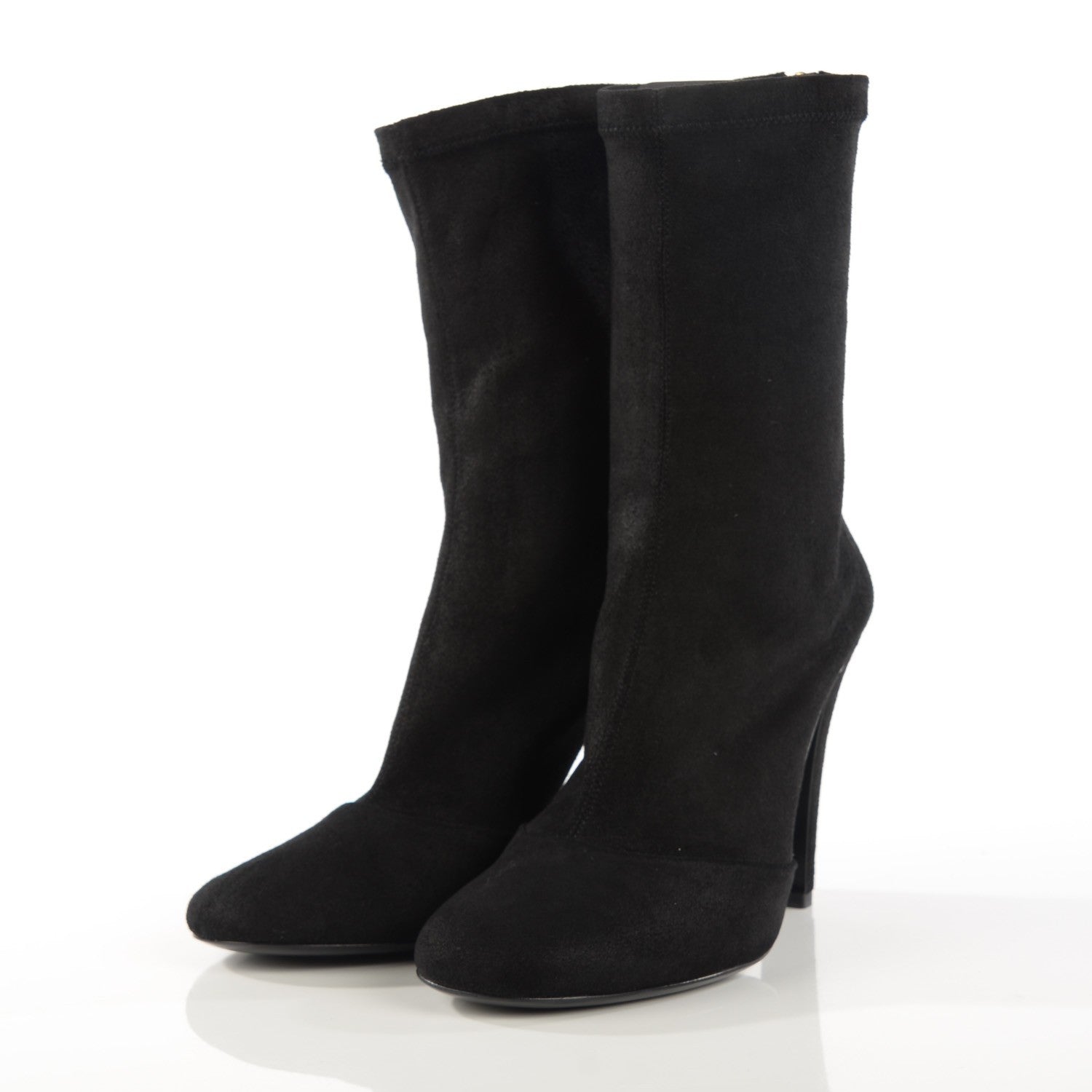 Chanel Suede Lambskin Tall Zip Boots 39 Black 3 of 8