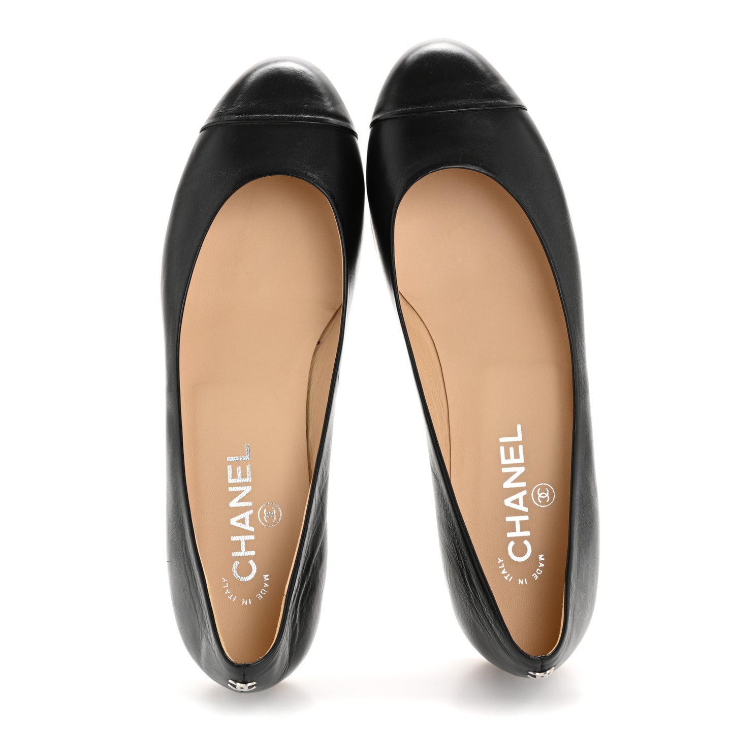 Lambskin Cap Toe Low Heel Chain Pumps 40 Black