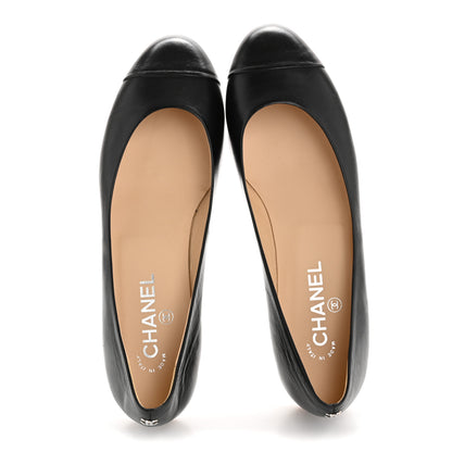 Chanel Lambskin Cap Toe Low Heel Chain Pumps 40 Black 2 of 10