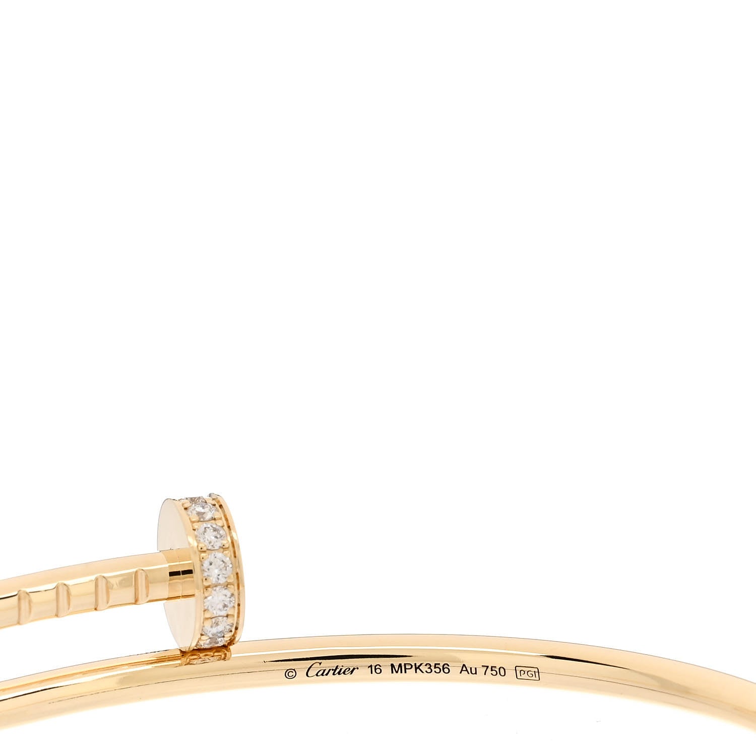 Cartier 18K Yellow Gold Diamond Small Juste Un Clou Bracelet 16 3 of 4